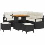 Conjunto de sofá de jardín con cojín 8 pcs Negro Poliratán