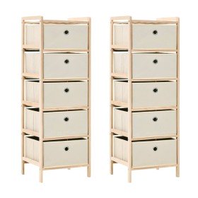 Estantes con 5 cestas de tela 2 unidades madera de cedro beige