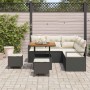 Conjunto de sofá de jardín con cojín 8 pcs Negro Poliratán