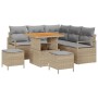Conjunto de sofá de jardín con cojín 8 pcs Beige Poliratán