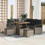 Conjunto de sofá de jardín con cojín 8 pcs Gris Poliratán