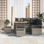 Conjunto de sofá de jardín con cojín 8 pcs Gris Poliratán