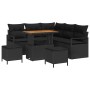 Conjunto de sofá de jardín con cojín 8 pcs Negro Poliratán