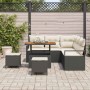 Conjunto de sofá de jardín con cojín 8 pcs Negro Poliratán