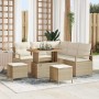 Conjunto de sofá de jardín con cojín 8 pcs Beige Poliratán