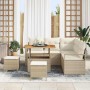 Conjunto de sofá de jardín con cojín 8 pcs Beige Poliratán