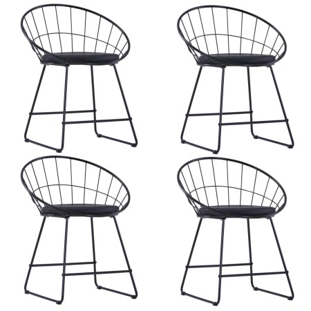 Sillas de comedor asientos de cuero sintético 4 uds acero negro