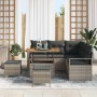 Conjunto de sofá de jardín con cojín 8 pcs Gris Poliratán
