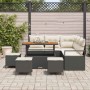 Conjunto de sofá de jardín con cojín 9 pcs Negro Poliratán