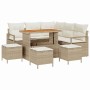 Conjunto de sofá de jardín con cojín 9 pcs Beige Poliratán