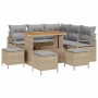 Conjunto de sofá de jardín con cojín 9 pcs Beige Poliratán