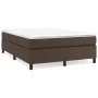 Box spring bed with brown synthetic leather mattress 160x200 cm by vidaXL, Beds and slatted bases - Ref: Foro24-3144617, Pric...