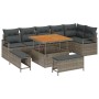 Conjunto de sofá de jardín con cojín 9 pcs Gris Poliratán