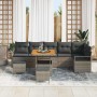 Conjunto de sofá de jardín con cojín 9 pcs Gris Poliratán