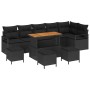 Conjunto de sofá de jardín con cojín 10 pcs Negro Poliratán