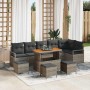 Conjunto de sofá de jardín con cojín 10 pcs Gris Poliratán