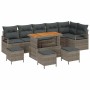 Conjunto de sofá de jardín con cojín 10 pcs Gris Poliratán