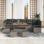 Conjunto de sofá de jardín con cojín 10 pcs Gris Poliratán