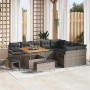 Conjunto de sofá de jardín con cojín 12 pcs Gris Poliratán