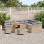 Conjunto de sofá de jardín con cojín 12 pcs Beige Poliratán