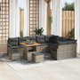 Conjunto de sofá de jardín con cojín 12 pcs Gris Poliratán