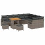 Conjunto de sofá de jardín con cojín 12 pcs Gris Poliratán
