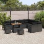 Conjunto de sofá de jardín con cojín 12 pcs Negro Poliratán
