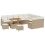 Conjunto de sofá de jardín con cojín 12 pcs Beige Poliratán
