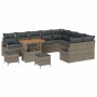 Conjunto de sofá de jardín con cojín 12 pcs Gris Poliratán