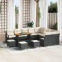Conjunto de sofá de jardín con cojín 13 pcs Negro Poliratán