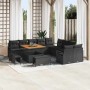 Conjunto de sofá de jardín con cojín 13 pcs Negro Poliratán