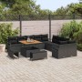 Conjunto de sofá de jardín con cojín 13 pcs Negro Poliratán