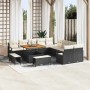 Conjunto de sofá de jardín con cojín 13 pcs Negro Poliratán