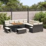 Conjunto de sofá de jardín con cojín 13 pcs Negro Poliratán