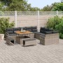 Conjunto de sofá de jardín con cojín 13 pcs Gris Poliratán