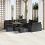 Conjunto de sofá de jardín con cojín 13 pcs Negro Poliratán