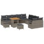 Conjunto de sofá de jardín con cojín 13 pcs Gris Poliratán
