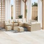 Conjunto de sofá de jardín con cojín 13 pcs Beige Poliratán