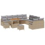 Conjunto de sofá de jardín con cojín 13 pcs Beige Poliratán