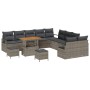 Conjunto de sofá de jardín con cojín 13 pcs Gris Poliratán