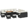 Conjunto de sofá de jardín con cojín 14 pcs Negro Poliratán