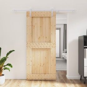 Puerta corredera con herrajes madera maciza de pino 90x210 cm