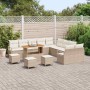 Conjunto de sofá de jardín con cojín 14 pcs Beige Poliratán