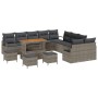 Conjunto de sofá de jardín con cojín 14 pcs Gris Poliratán