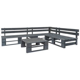 Set de muebles de palets para jardín 4 piezas madera gris Set de muebles de palets para jardín 4 piezas madera gris
