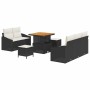 Conjunto de sofá de jardín con cojín 8 pcs Negro Poliratán