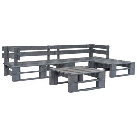 Set de muebles de palés para jardín 4 piezas madera gris Set de muebles de palés para jardín 4 piezas madera gris