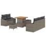 Conjunto de sofá de jardín con cojín 8 pcs Gris Poliratán