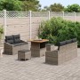 Conjunto de sofá de jardín con cojín 8 pcs Gris Poliratán