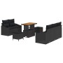 Conjunto de sofá de jardín con cojín 8 pcs Negro Poliratán